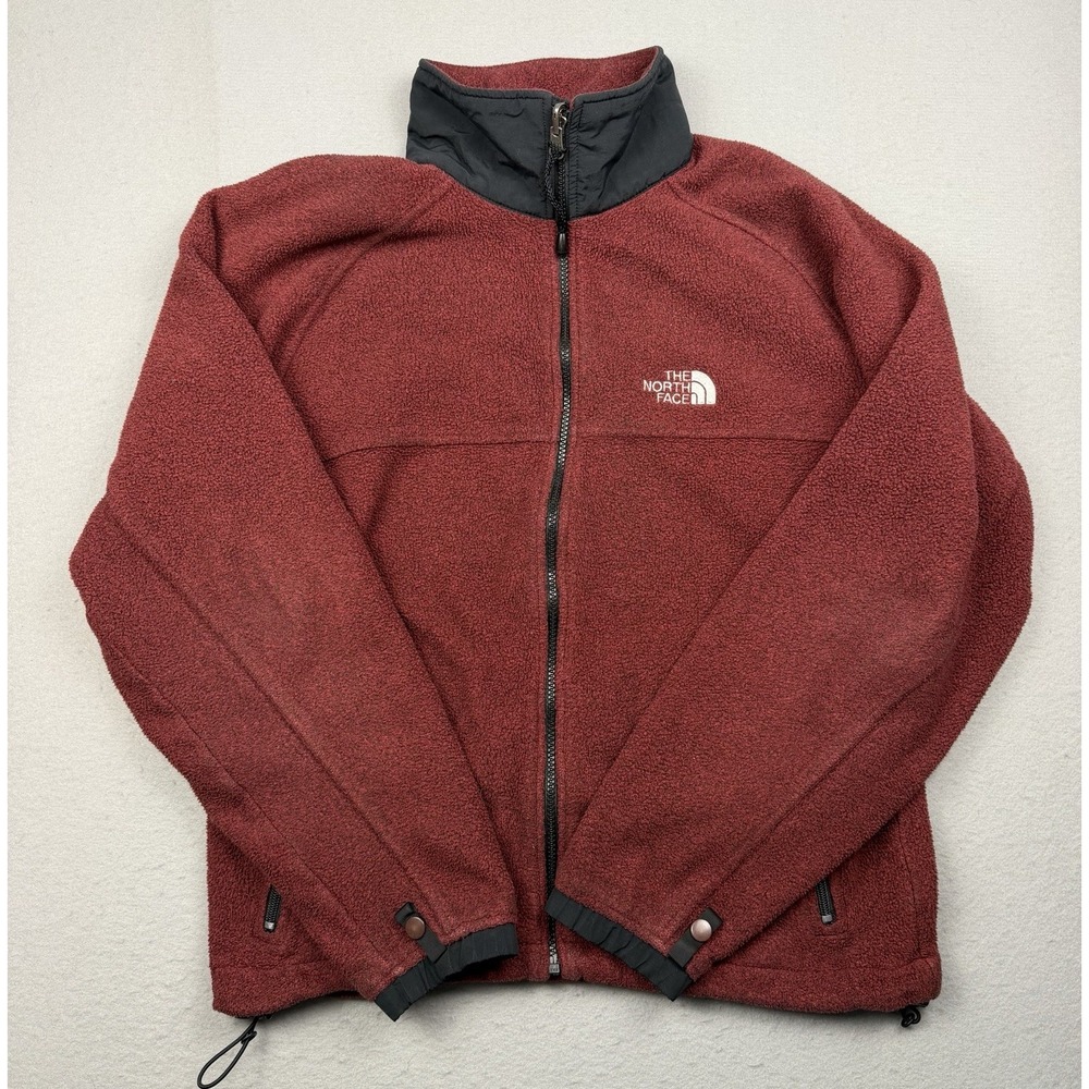 The North Face Polartec Fleece Jacket Men's Small Red Black Full Zip Vintage